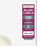 NextDayLabels – 8-1/2" x 5-1/2" Rectangular Sticker Labels for Printer - White Laser/Inkjet Printer Labels Return Address Labels Shipping Label Stickers (50 Sheets, 2 Per Sheet, 100 Labels)