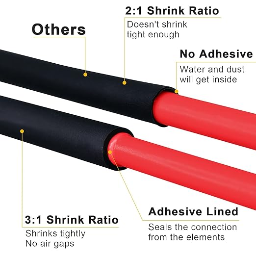 TKDMR 65 Ft 1/4" Heat Shrink Tubing - 3:1 Ratio Marine Grade Heat Shrink,Wire Cable Adhesive Lined Tube Insulation Seal Against Moisture Corrosion and Air Leakage.Black