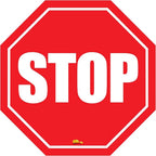 Mighty Line Stop Floor Sign Sticker for Safety, Warning, Heavy-Duty, Peel and Stick, Adhesive, Industrial Quality, 12"