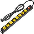 ANNQUAN Metal 8 Outlet Mountable Power Strip with 1200J Surge Protector,Wall Mount Heavy Duty Long Power Strip,Wide Spaced Outlet with Switch,6FT Cord