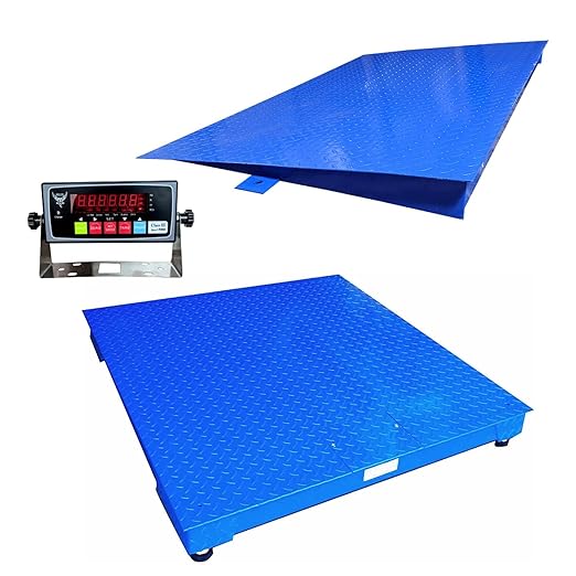 PEC Heavy-Duty Industrial Floor Scale with Carbon Steel Ramp, Warehouse Pallet Weighing Equipment, Accurate Digital Indicator Included (48” x 60”, Ramp6048)