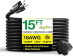 Go Green Power Inc. (GG-13715BK) 16/3 SJTW Outdoor Extension Cord, Black, 15 ft