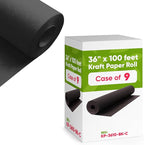36" x 1200" (100 ft) Black Kraft Paper (Case of 9 Rolls), 45 lbs Thickness, Kraft Paper for School, Art Colored Paper, Gift Wrapping Paper, Packing Paper for Moving