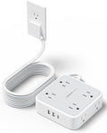 TESSAN Surge Protector Power Strip 15 Ft Cord, 8 Widely Spaced Outlets, 3 USB Charger(1 USB C Port), Ultra Thin Flat Plug Extension Cord 15 Feet, 900J Surge Protection for Home, Dorm Room Essentials