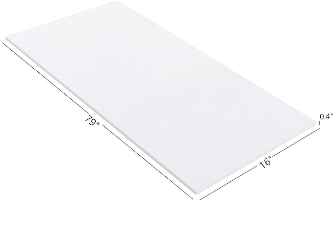 Patelai Cushion Sheet Upholstery Foam High Density Foam Padding Seat Replacement Upholstery Wrap Sponge Padding for Cushions Chairs Packing Storage and Shipping(79 x 16 x 0.4 Inch,White)