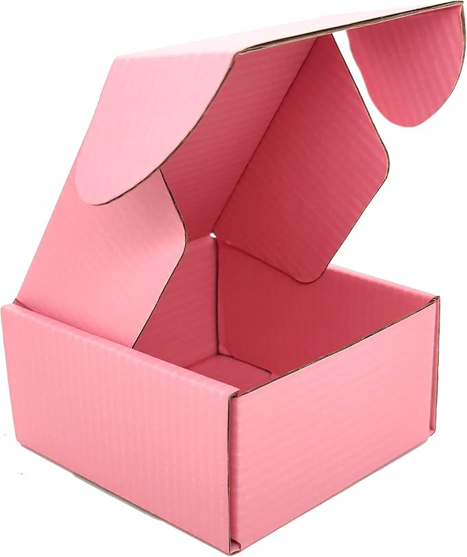 Small Pink Shipping Boxes for Small Business Pack of 25-4x4x2 inches Cardboard Corrugated Mailer Boxes for Shipping Packaging Craft Gifts Giving Products