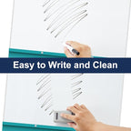 TSJ OFFICE Mobile Whiteboard Magnetic - 40 x 26 Inches Dry Erase Board on Wheel with Stand Flipchart Easel Height Adjustable,Blue