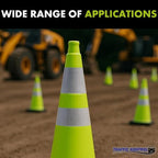 380 Pack 28" Inch Lime Traffic Safety Cones with Dual Reflective Collars - High Visibility Industrial Pylons Traffic Cones for Road, Parking Lots, Driving, Construction