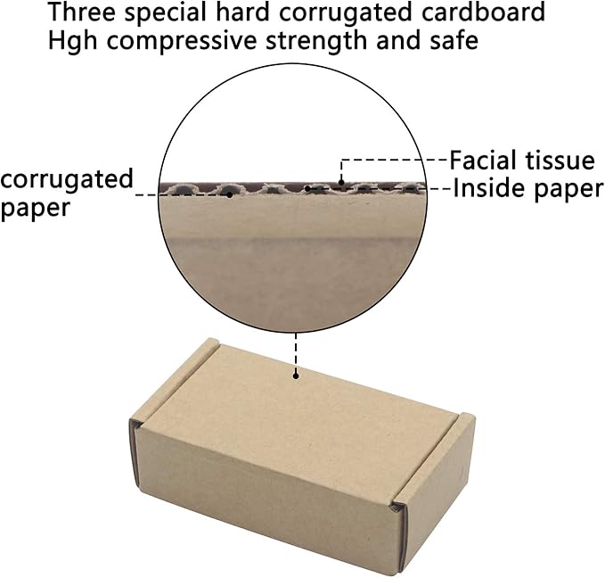 Ellbest 50 Pack Kraft Paper Boxes, Foldable Rectangular Paper Box Packing Box for shipping, Storaging Small items, Brown, 3.62 x 1.98 x 1.02 inches
