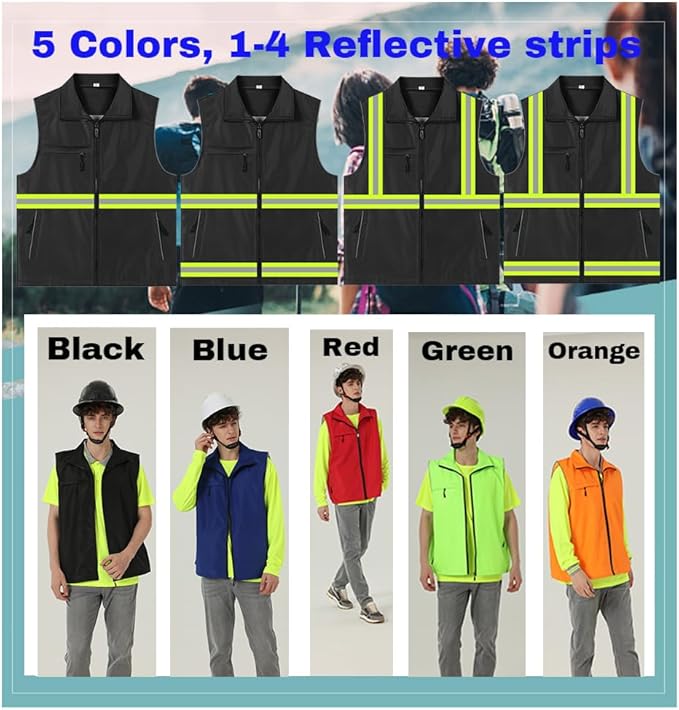 YOWESHOP Lightweight Zip-Up Safety Vest with Pockets for Outdoor Activities,Custom Logo Sleeveless Windbreaker