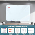 MaxGear Glass Whiteboard 72" x 48"(6' x 4') Wall Mounted, Magnetic White Board with 1 Eraser, 1 Accessory Tray, 4 Markers and 6 Magnets, Extra Large Frameless Dry Erase Board for Office, School, Home