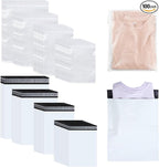 Outus 50 Pcs Mailers with 50 Pcs Poly Self Adhesive Clothes Packaging Bags 4 Sizes Self Adhesive Shipping Mailers Frosted Sealing Plastic Bags for Clothing Small Business Flexible Mailing