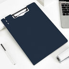 Y YOMA Clipboard Folder, A4 Foldable Plastic Clipboard with Metal Clip, 360° Rotating Cover, Waterproof Work Folder for Home, Office, School, Field Work, Outdoor - 2 Pack, Dark Blue