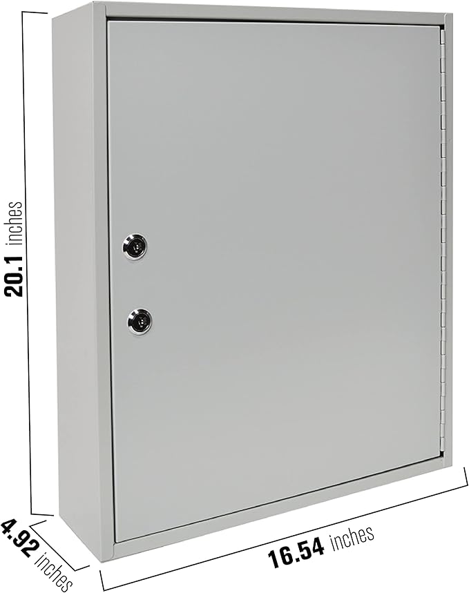BankSupplies STEELMASTER 200 Key Cabinet - Dual Lock Control Key Box - Welded 22 Gauge Steel Construction - Scratch Resistant - Write-On Key Tags for Easy Identification
