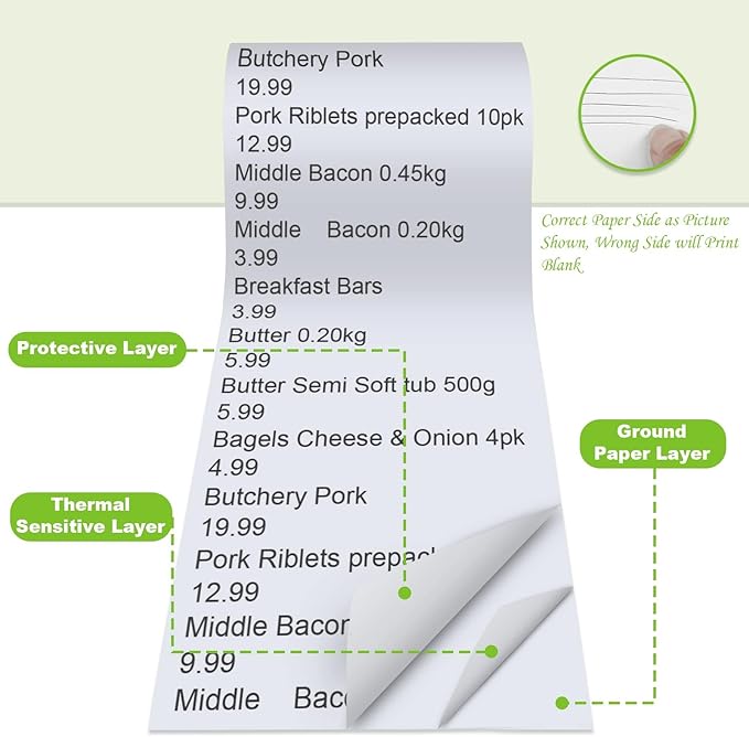 MFLABEL 2 1/4" x 50' Thermal Receipt Papers, 10 Rolls per Carton, 48g Weight, Biodegradable, Coated, POS Cash Register Paper