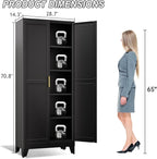 Metal Pantry Cabinet with 2 Doors and Adjustable Shelves - 71" Kitchen Storage Cabinet with Gold Handles - Versatile Storage for Kitchen, Bathroom, Dining Room, Utility Room - Black