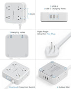 TESSAN Surge Protector Power Strip 15 Ft Cord, 8 Widely Spaced Outlets, 3 USB Charger(1 USB C Port), Ultra Thin Flat Plug Extension Cord 15 Feet, 900J Surge Protection for Home, Dorm Room Essentials