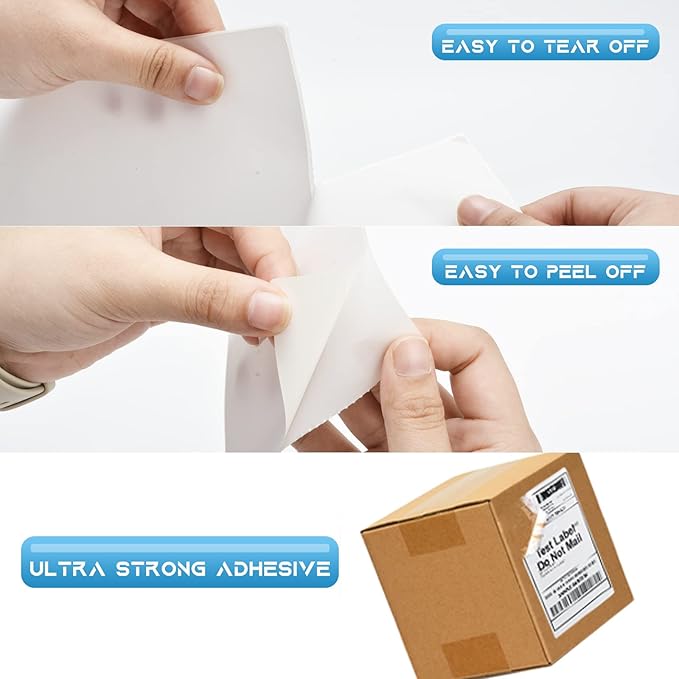 MFLABEL 4x6 Thermal Shipping Labels - 2 Rolls of 250, Perforated & Smudge-Proof Direct Thermal Labels Compatible with Rollo, Zebra, for Amazon UPS FedEx Shopify