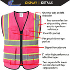 Safety Vest for Men Women,Mesh High Visibility Construction Work Vest with Reflective Strips,Meets ANSI/ISEA Standards(EK175-Mesh-Hot Pink-3XL)