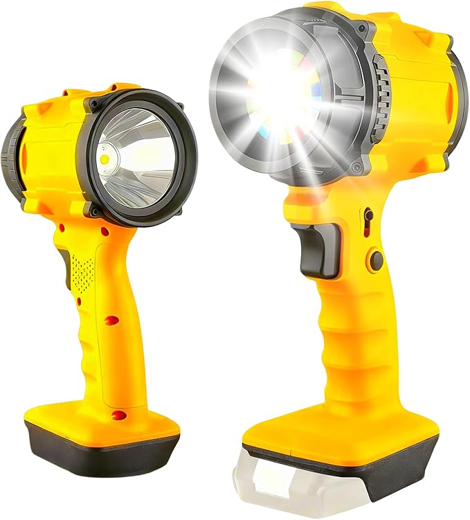 LED Work Light Compatible with DEWALT, Portable Dual Head Handheld Spotlight with 600 Yard Distance - 64W LED Lighting for Dewalt 18V 20V Max Battery for Outdoor Construction, Battery Not Included