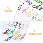 100pcs Metal Paper Clips Creative Music Note Shape Small Office Clips Colorful Document Fasteners Iron Material for School Home Stationery Organization