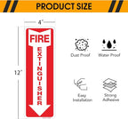 12 Pack Fire Extinguisher Sign, 12" X 4" Safety Sticker Signs, Fire Extinguisher Arrow Safety Signs, Self Adhesive, Weatherproof and UV Protected, Ideal for Office/Business, Home and Outdoor