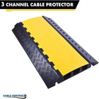 Kable Kontrol Atlas Heavy Duty Cable Protector Ramp - 3 Channel Bulk Wholesale Pallet - 20 Pcs - 36” Long Black & Yellow – 44000 Lbs Capacity - Rubber Speed Bump Wire Protector Cord Cover – CP9986