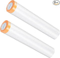 Muf 9 x 65 Feet Plastic Drop Cloth Protective Masking Film, Waterproof Plastic Sheeting with Masking Tape, Prevent Dust Paint for Car, Furniture, Carpet, Floor, 2 Pack