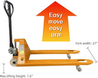Ezmhbro Standard Duty Pallet Jack with 27" W x 48" L Forks, 5500 lb. Capacity, Leak-Proof Pump, Nylon Wheels, Compatible with Small Warehouse and Freight Workshop
