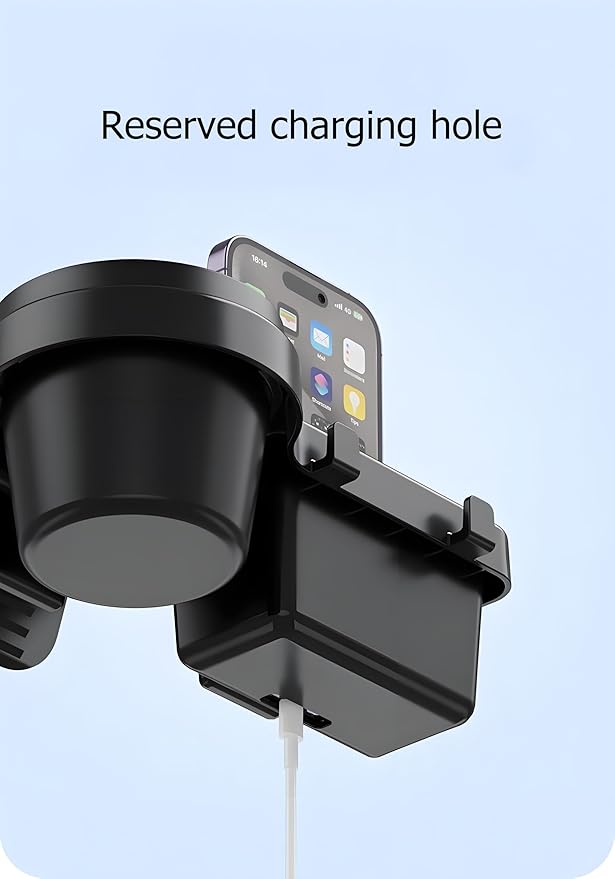 GDQ 4-in-1 Car Window Organizer - Clip-On Cup Holder & Phone Mount with Hooks | No Drill Universal Fit for SUV/Truck/Sedan | Insert Installatio（1 Pack）