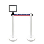 VIP Crowd Control Retractable Belt Stanchion Queue Safety Barrier Set, 36" Ht, 78" Belt + Wall Bracket (6 WHT Posts Patriot Belt + SFrame + WBracket)