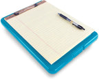 Clipboard with Storage Slim Folding for Nursing, Teachers, Coaches & Office, Plastic Heavy Duty with Pen Holder (9.5” x 13.5”) (Blue)