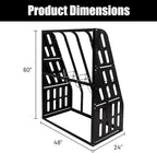 1500LBS Vertical Bar Rack Standing Storage Rack, 47" W x 24" D x 60" H Steel Vertical Long Parts Storage Rack with Galvanized Chains & 2 Side Pegboards, 4 Bays Lumber Storage for Garage Storage