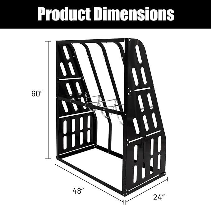 1500LBS Vertical Bar Rack Standing Storage Rack, 47" W x 24" D x 60" H Steel Vertical Long Parts Storage Rack with Galvanized Chains & 2 Side Pegboards, 4 Bays Lumber Storage for Garage Storage