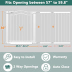 Fairy Baby 57.1"-59.8" Extra Wide Press Mounted Baby Gate Indoor for Kids Or Pets Walk Thru No Drill Long Dog Gates for The House Doorway Child Safety Gate