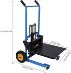 Hydraulic Material Lift Pallet Truck, Pallet Jack Table Cart with Swivel Casters and Cover, 450 Lbs Manual Forklift Material Stacker for Construction Warehousing and DIY Projects