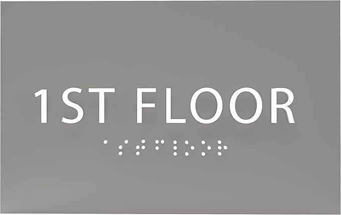 6" X4" 1st Floor Sign - ADA Compliant Tactile Graphics Grade 2 Braille Text Wall Sign| Directional Assistance, Floor Number Sign for Office, Schools, Hospitals, Apartments