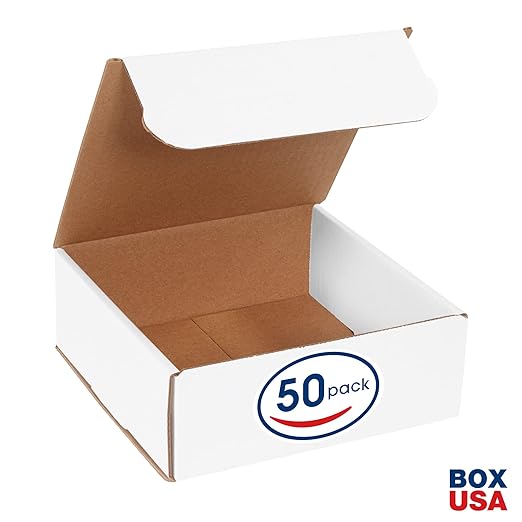 Box USA BM883 8"L x 8"W x 3"H, White (Pack of 50)