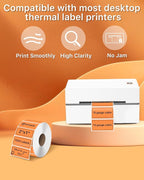 iEager 2x1 Inch Thermal Labels, Orange Rectangle Thermal Printer Stickers, Durable Shipping Label Printer Sticker for Barcode, Name, Address, 1000 Labels/Roll