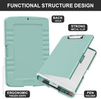 Plastic Clipboard with Storage, 8.5 x 11 Storage Organization Box Side-Opening, Heavy Duty Clip Board with Pen Holder and Paper Folder for Nurses, Teachers, Office & School Supply, Dark Green
