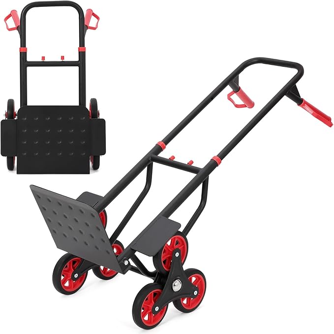 3 in 1 Industrial Convertible Stair Climbing Cart,1000 LBS Capacity Folding Hand Truck Dolly Cart with Telescoping Handle and 2 Elastic Rope for Transport & Moving in Warehouse, Home, Supermarket