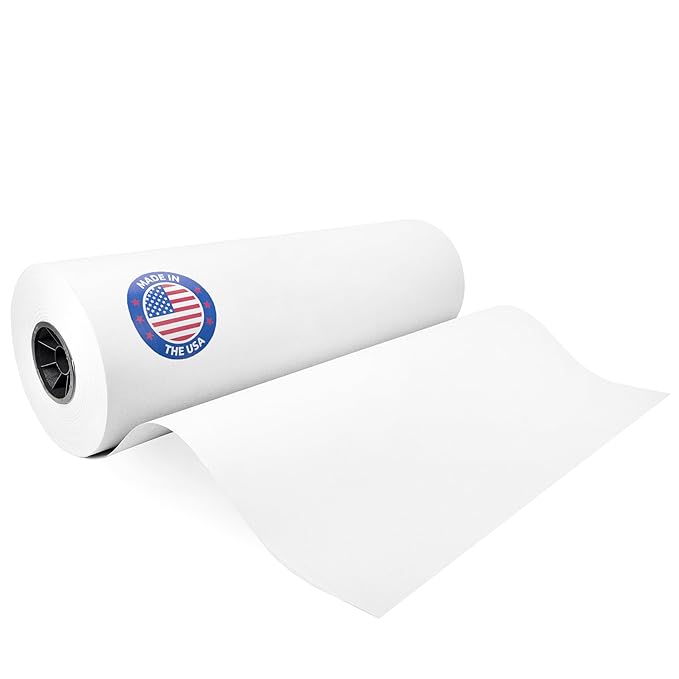 White Kraft Paper Roll 24" x 8640" (720 feet) - Quality USA-Made Large Paper Roll 50lb Thickness for Packing, Moving, Shipping & Crafts/Art - 100% Recyclable Natural Wrapping Material by IDL Packaging