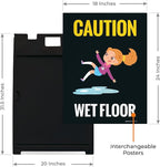 Caution Wet Floor with Graphic Sidewalk Sign Kit, 18x24 Inches, with A Frame Stand, Made in USA
