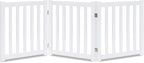 LZRS 3-Panel Wooden Free Standing Foldable Dog Gate Indoor – 24" High,Step-Over Safety Pet Gate for Doorways, Stairs, Hallways, Indoor Dog Barrier for Small to Medium Dogs & Puppies, White