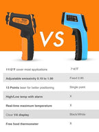 Mecurate Infrared Thermometer Gun -58°F to 1112°F, Laser Temperature Gun with Adjustable Emissivity, Max/Min/Hold for Cooking, BBQ, Freezer, Industrial Use,with Long Probe Meat Thermometer