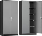 INTERGREAT Metal Storage Cabinet,72" Steel Lockable Cabinet with Locking Doors and Adjustable Shelves,Locking Tool Cabinets for Office,Home,Garage,Gym,School (Black Grey)