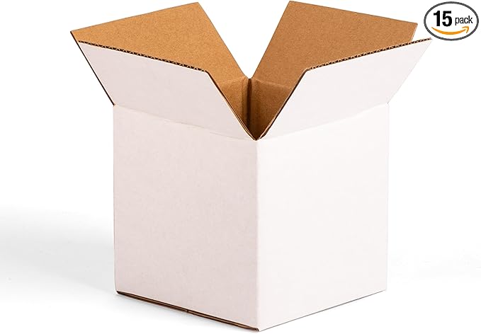 White 7x7x7 inches Shipping Boxes, Corrugated Cardboard 7x7 Box for Small Business Mailing, Packaging and Storing, 15 Pack