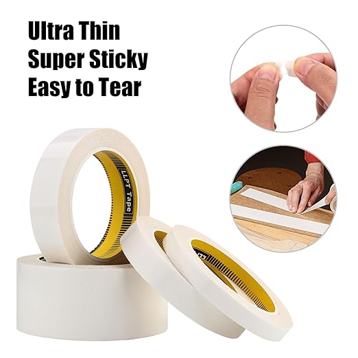 LLPT Double Sided Woodworking Tape 1/2" x 90Ft Each 3 Pack Double Face Turner Woodworker Adhesive Tape Removable Residue Free for Wood Template (WT0590W3)