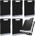 Crtiin 6 Pcs Plastic Clipboard with Storage Colored A4 Nursing Holder Heavy Duty Waterproof Storage Clipboard Folder for Office School Nurses Teacher Essentials (Black Color)