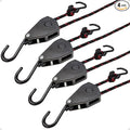 Fondwell 3/8" Tie Downs Ratchet Straps: 4 Pack of Heavy Duty Adjustable Rope Hangers for Various Hanging and Strapping